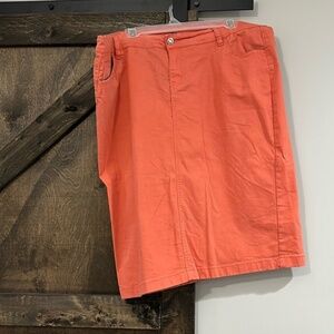 Coral denim skirt